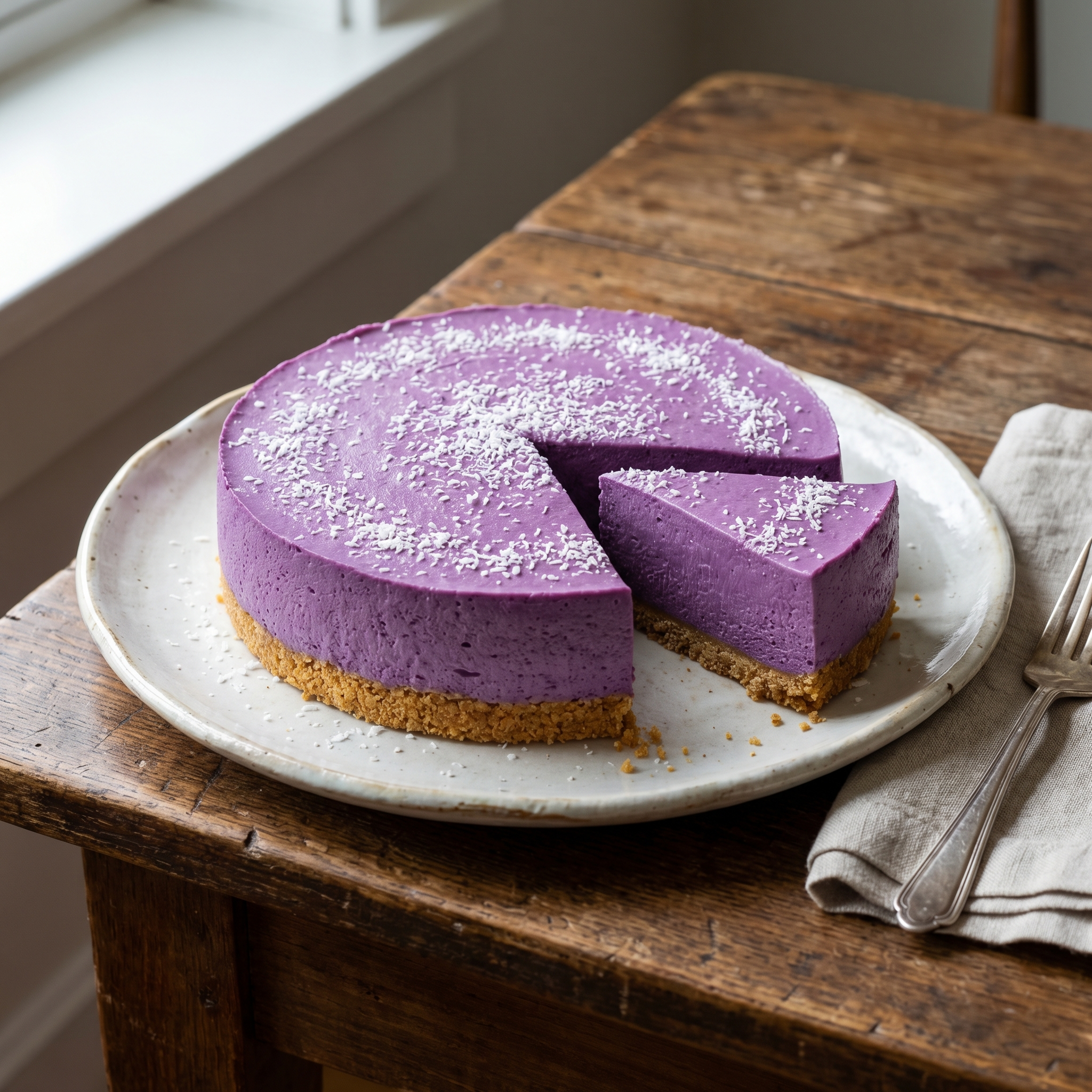 The Vibrant Ritual: No-Bake Ube Cheesecake